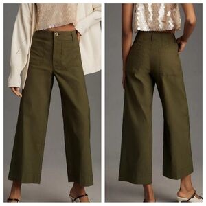Anthropologie Maeve Colette Cropped Wide Leg Pants in Holly sz 25P